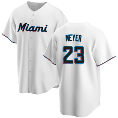 Miami Marlins #23 Max Meyer White MIKSHPS Cool Base Stitched Jersey