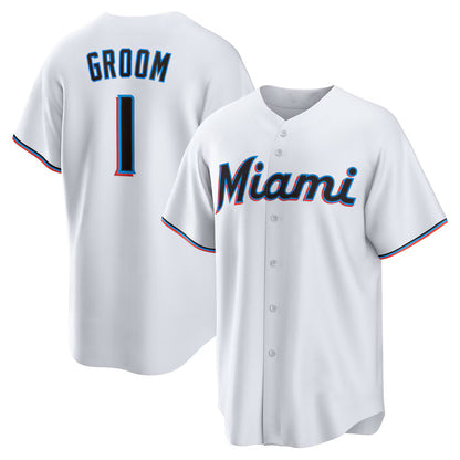 Miami Marlins #1 Groom White MIKSHPS Home Replica Jersey