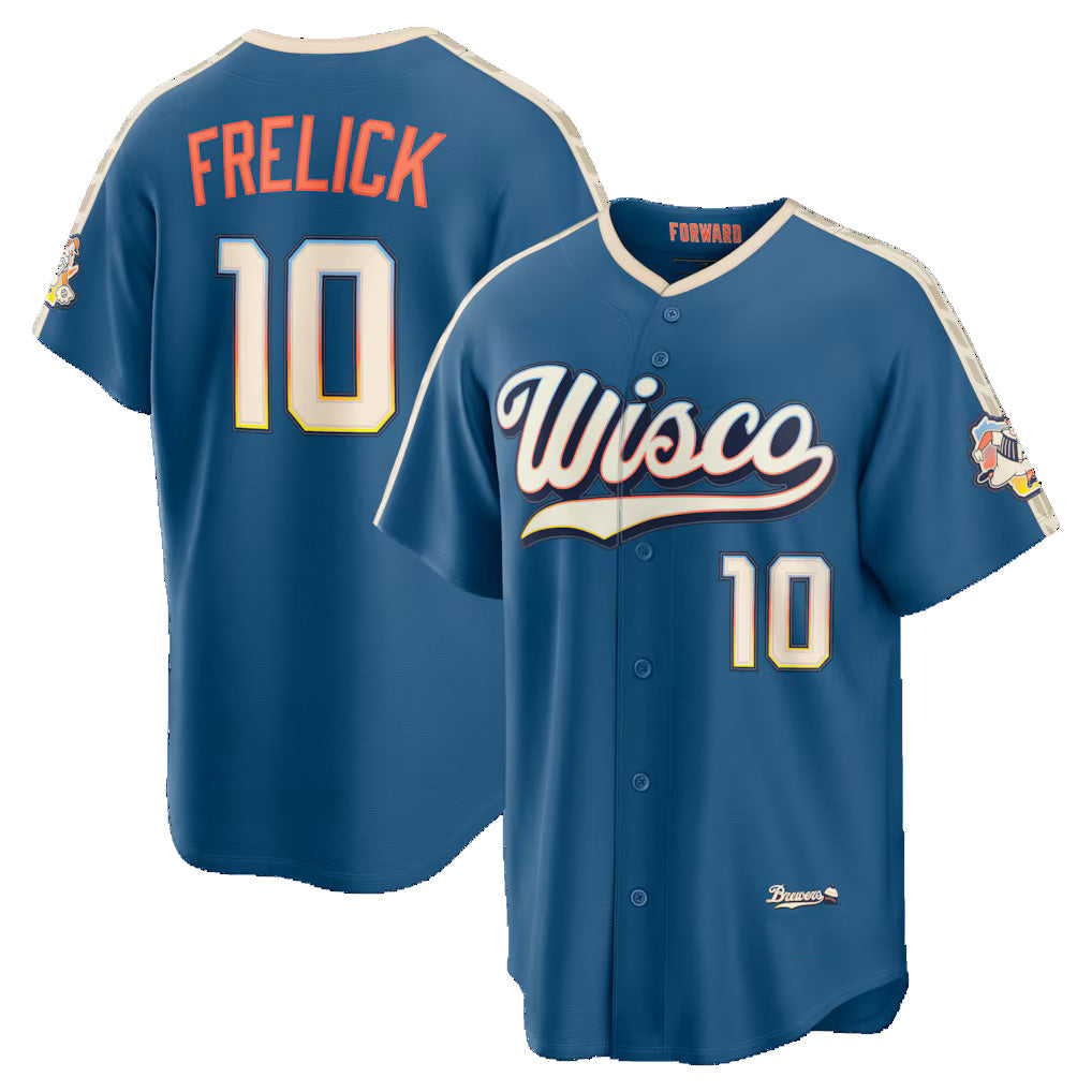 Milwaukee Brewers #10 Sal Frelick Mineral Blue MIKSHPS 2026 City Connect Stadium Jersey