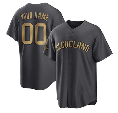 Custom Cleveland Guardians Active Player Charcoal MIKSHPS 2022 All-Star Cool Base Stitched Jersey