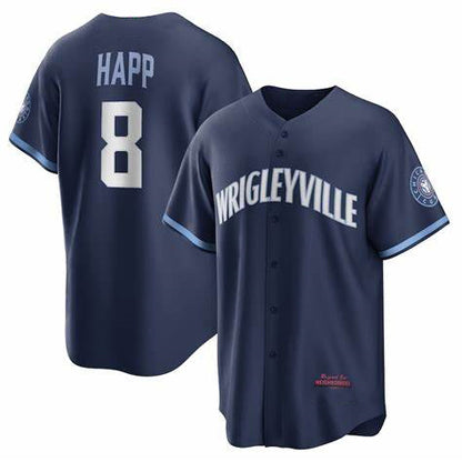 Chicago Cubs #8 Ian Happ City Connect Replica Player Navy MIKSHPS Jersey