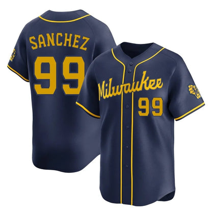 Milwaukee Brewers #99 Gary Sanchez Player Navy MIKSHPS Home Limited Stitched Jerseys