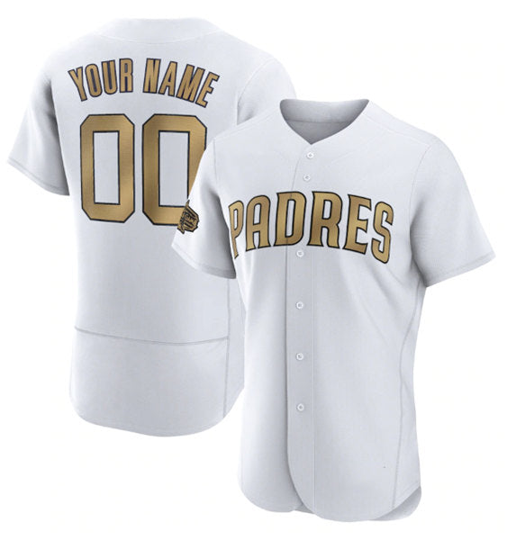 Custom San Diego Padres Active Player White MIKSHPS 2022 All-Star Flex Base Stitched Jersey