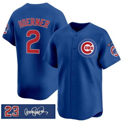 Chicago Cubs #2 Nico Hoerner Royal MIKSHPS 'Ryne Sandberg Tribute' Vapor Limited V3 Stitched Jersey