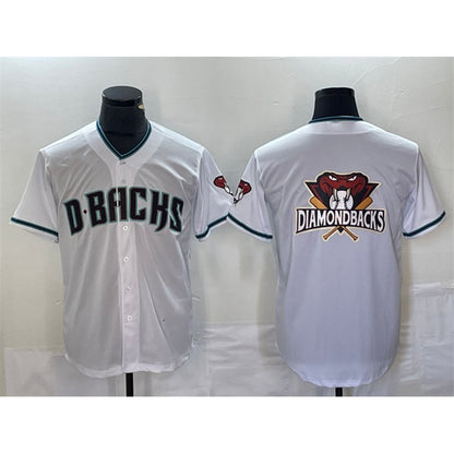Arizona Diamondbacks White MIKSHPS Team Big Logo Cool Base Stitched Jersey 2