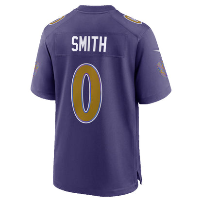 B.Ravens #0 Roquan Smith Purple MIKSHPS Alternate Game Jersey