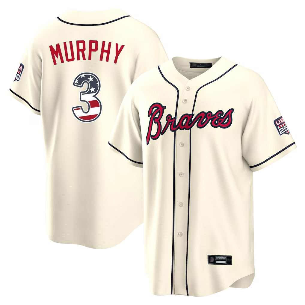 Atlanta Braves #3 Dale Murphy Player Cream MIKSHPS USA 250 Fourth Of July Limited Home Game Stitched Jerseys
