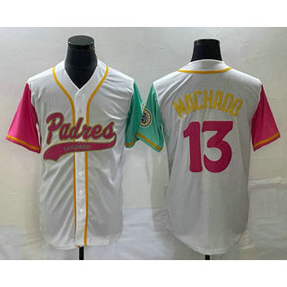 San Diego Padres #13 Manny Machado White MIKSHPS NEW 2023 City Connect Cool Base Stitched Jersey