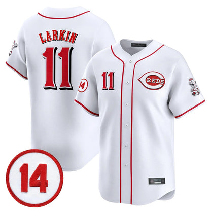 Cincinnati Reds #11 Barry Larkin Player White MIKSHPS Vapor Premier Limited Home Stitched Jerseys