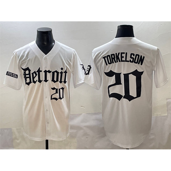 Detroit Tigers #20 Spencer Torkelson White MIKSHPS 'Motor Gothic Edition' Vapor Premier Limited Stitched Jersey