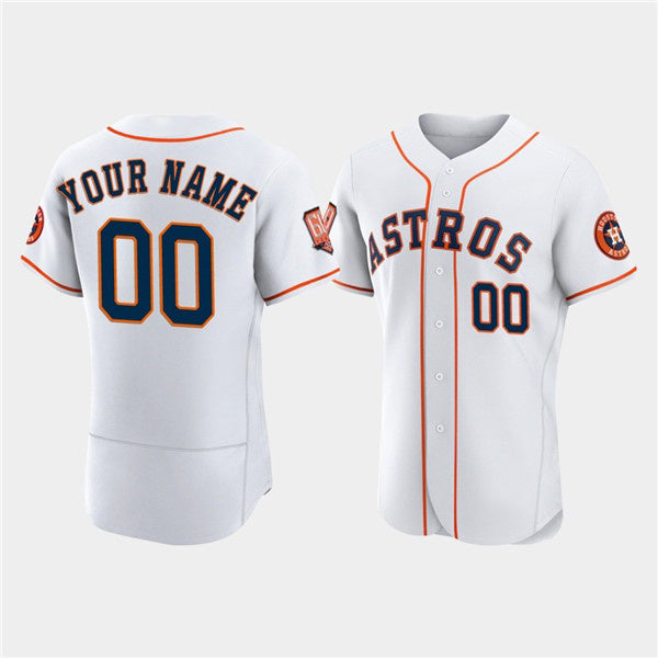 Custom Houston Astros Active Player White MIKSHPS 60th Anniversary Flex Base Stitched Jersey