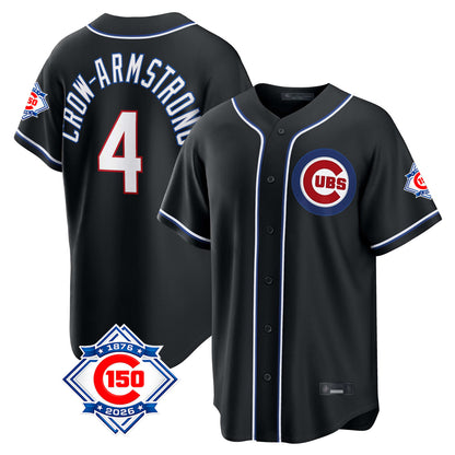 Chicago Cubs #4 Pete Crow-Armstrong Player Black MIKSHPS Fashion Out 150th Anniversary Game Stitched Jerseys