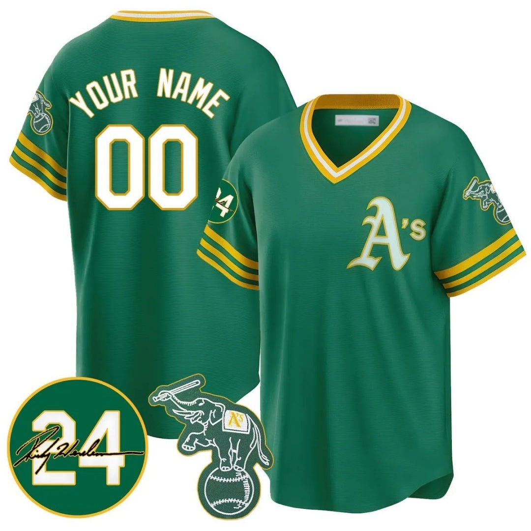 Custom Oakland Athletics Kelly Green MIKSHPS Road Cooperstown Jersey - Personalized