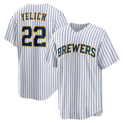 Milwaukee Brewers #22 Christian Yelich White MIKSHPS Alternate Replica Player Jersey