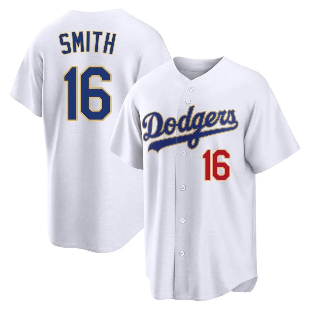 Los Angeles Dodgers #16 Will Smith Player Gold White MIKSHPS 2026 Collection Stadium Limited Stitched Jerseys