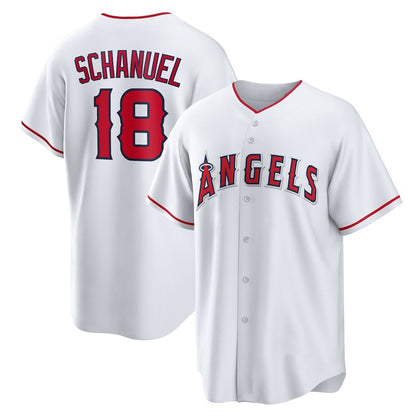 Los Angeles Angels #18 Nolan Schanuel White MIKSHPS Home Replica Jersey