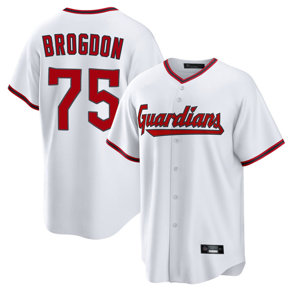 Cleveland Guardians #75 Connor Brogdon Player White MIKSHPS Game Home Stitched Jerseys