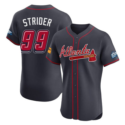 Atlanta Braves #99 Spencer Strider Player Navy MIKSHPS 2025 Speedway Classic Limited Elite Home Game Stitched Jerseys