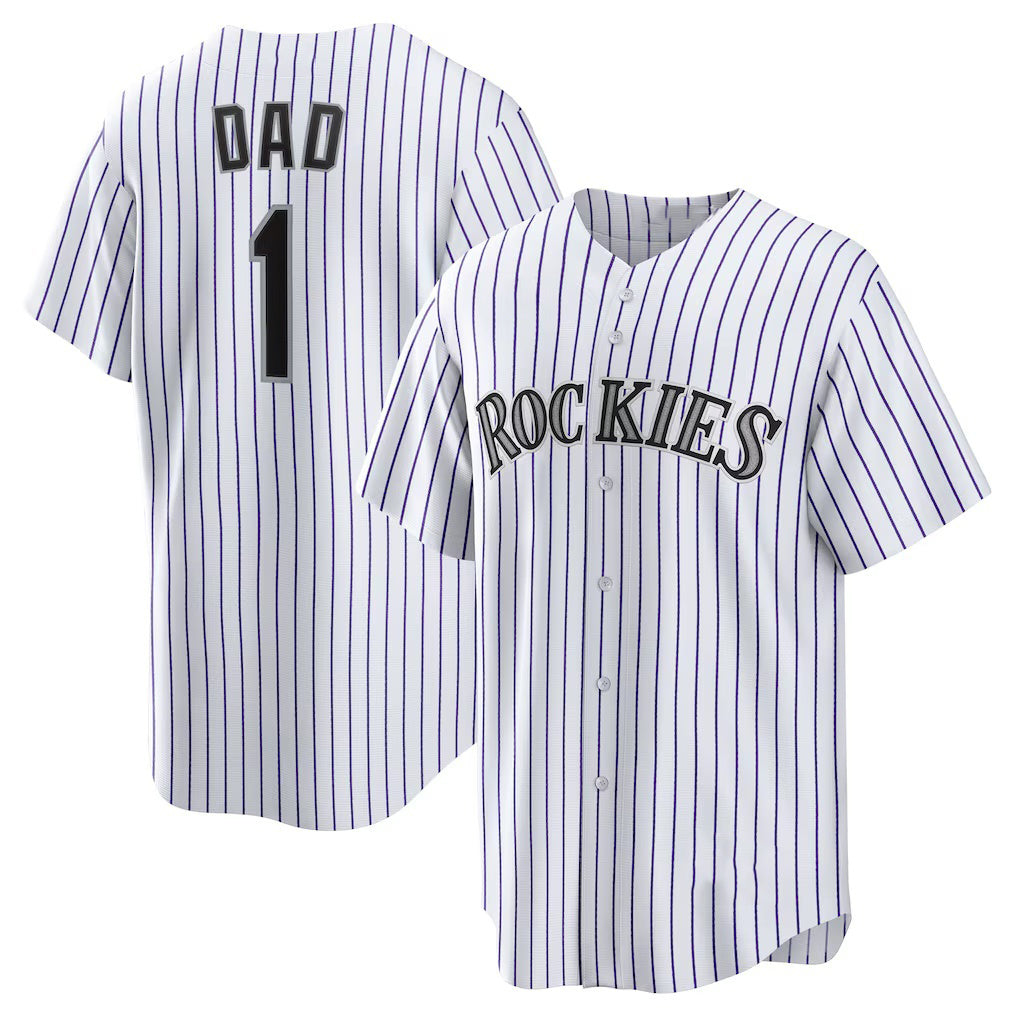 Colorado Rockies #1 Dad White MIKSHPS Home Replica Jersey