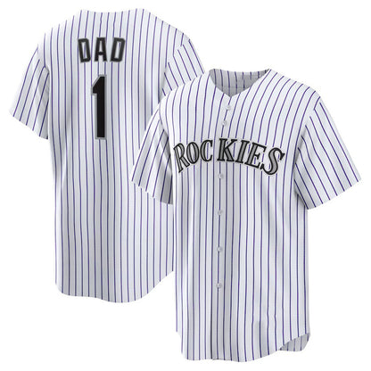 Colorado Rockies #1 Dad White MIKSHPS Home Replica Jersey