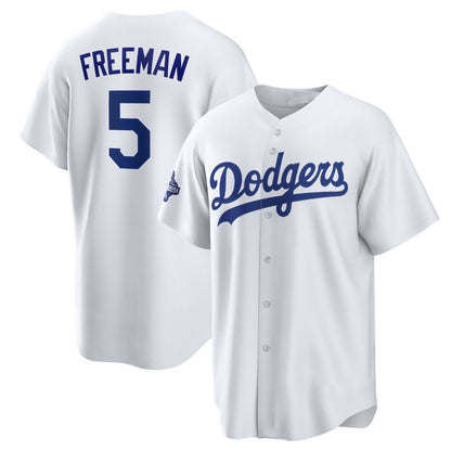 Los Angeles Dodgers #5 Freddie Freeman White MIKSHPS 2025 World Series Champions Home Cool Base Stitched Jersey