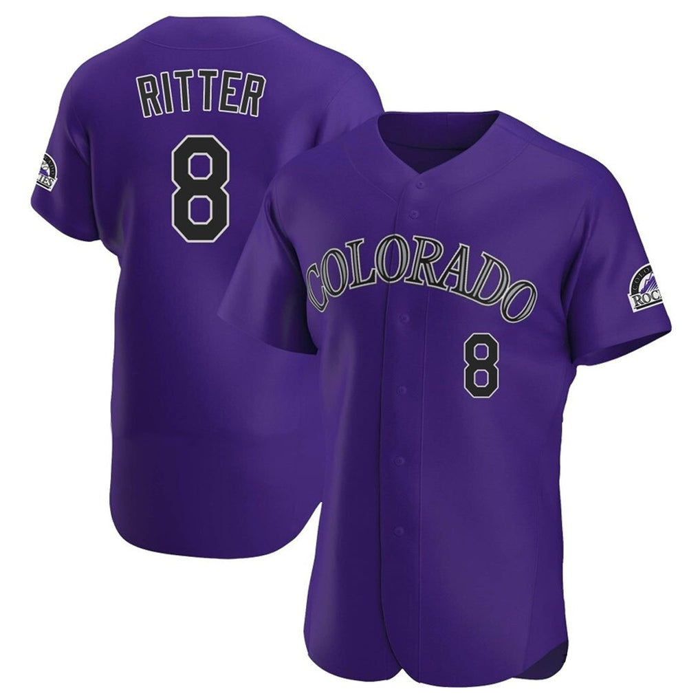 Colorado Rockies #8 Ryan Ritter Player Purple MIKSHPS Limited Elite Home Stitched Jerseys