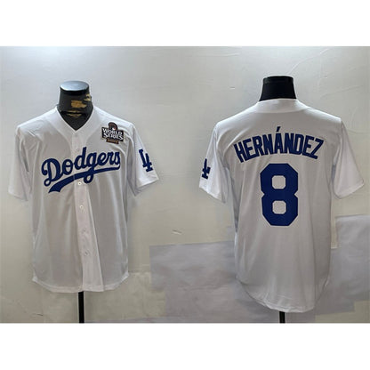 Los Angeles Dodgers #8 Enrique Hernandez White MIKSHPS 2024 World Series Cool Base Stitched Jersey