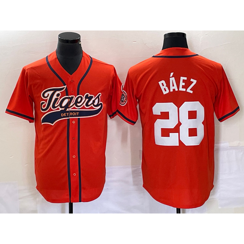 Detroit Tigers #28 Javier B¨¢ez Orange MIKSHPS Cool Base Stitched Jersey