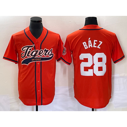 Detroit Tigers #28 Javier B¨¢ez Orange MIKSHPS Cool Base Stitched Jersey