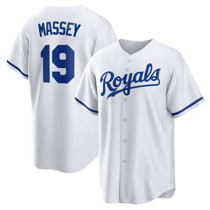 Kansas City Royals #19 Michael Massey White MIKSHPS Home Replica Jersey