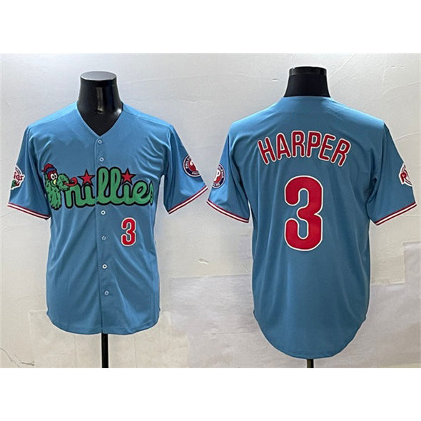 Philadelphia Phillies #3 Bryce Harper Light Blue MIKSHPS Phanatic Limited Stitched Jersey