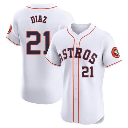 Houston Astros #21 Yainer Diaz Player White MIKSHPS Limited Elite Home Stitched Jerseys