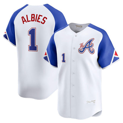 Atlanta Braves #1 Ozzie Albies White MIKSHPS City Connect Limited Player Jersey