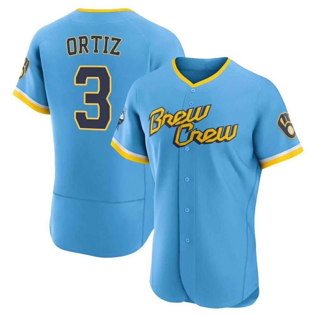 Milwaukee Brewers #3 Joey Ortiz Player Light Blue MIKSHPS City Connect Home Limited Elite Stitched Jerseys