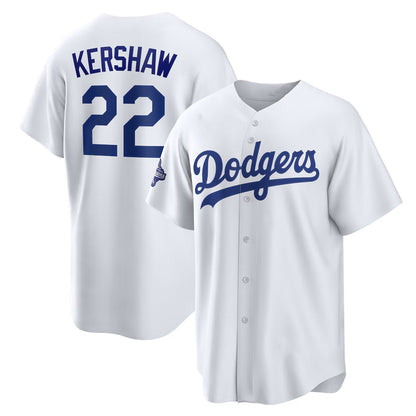 Los Angeles Dodgers #22 Clayton Kershaw White MIKSHPS Home 2025 World Series Champions Replica Jersey