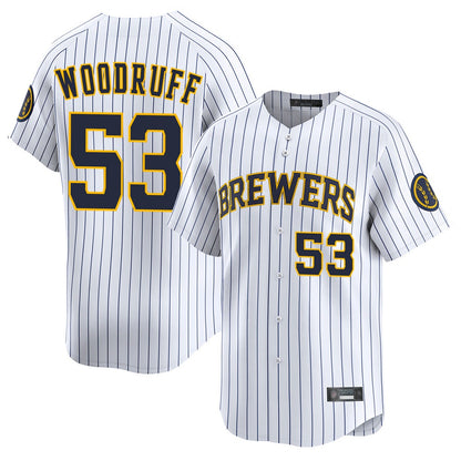 Milwaukee Brewers #53 Brandon Woodruff Player White MIKSHPS Stripes Home Limited Stitched Jerseys