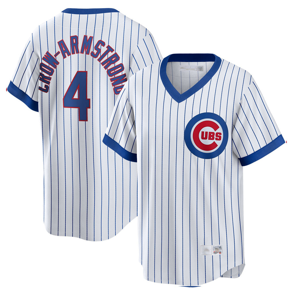 Chicago Cubs #4 Pete Crow-Armstrong Player White MIKSHPS T-shirt Cooperstown Collection Limited Stitched Jerseys