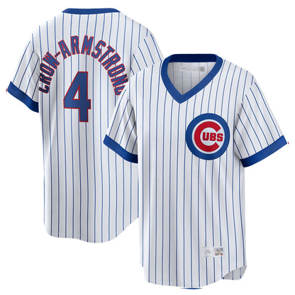 Chicago Cubs #4 Pete Crow-Armstrong Player White MIKSHPS T-shirt Cooperstown Collection Limited Stitched Jerseys