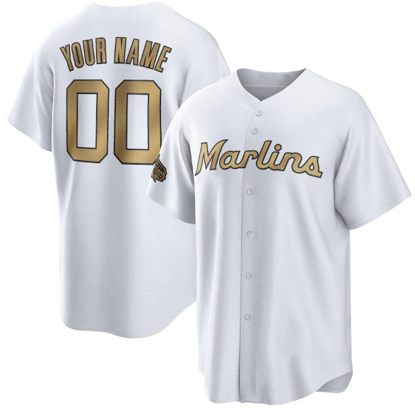 Custom Miami Marlins Active Player White MIKSHPS 2022 All-Star Cool Base Stitched Jersey