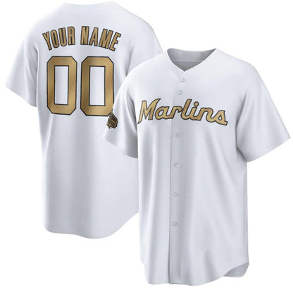 Custom Miami Marlins Active Player White MIKSHPS 2022 All-Star Cool Base Stitched Jersey