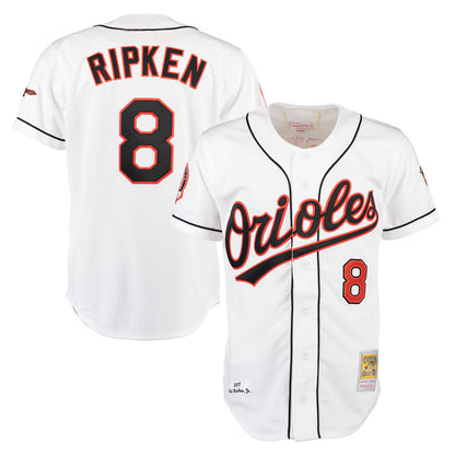 Baltimore Orioles #8 Cal Ripken Player White MIKSHPS Mitchell & Ness Home Game Stitched Jerseys