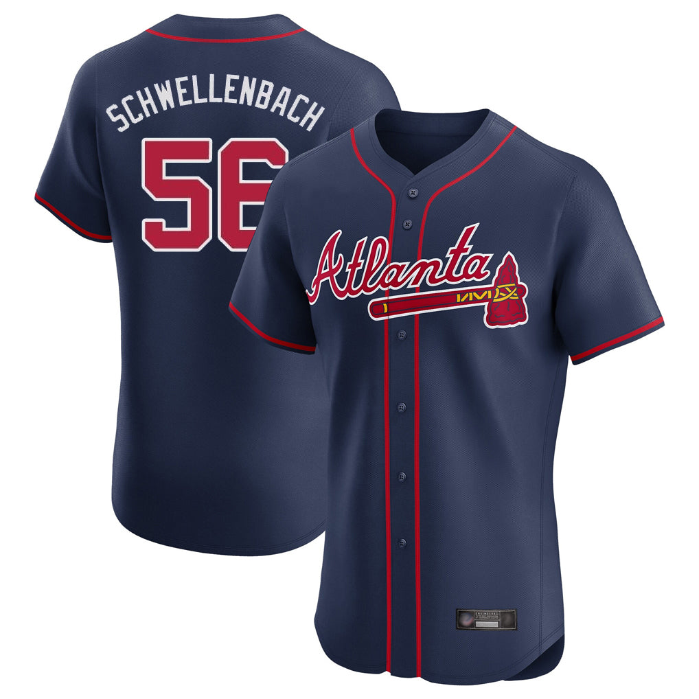Atlanta Braves #56 Spencer Schwellenbach Player Navy MIKSHPS Limited Elite Home Game Stitched Jerseys