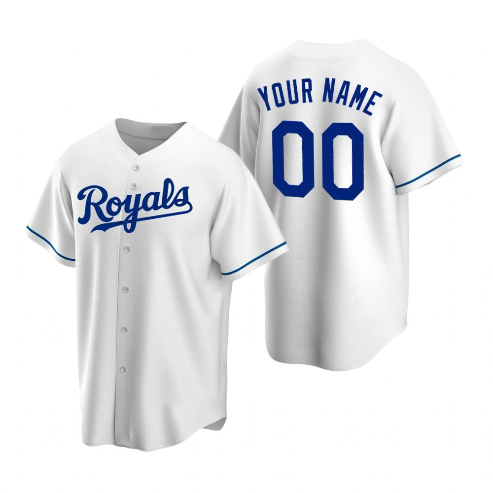 Custom Kansas City Royals White MIKSHPS Stitched Cool Base Home Jersey