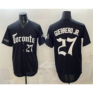 Toronto Blue Jays #27 Vladimir Guerrero Jr Black MIKSHPS Gothic North Edition Limited Stitched Jersey