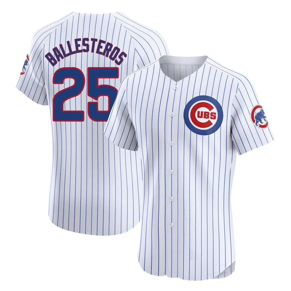 Chicago Cubs #25 Moises Ballesteros Player White MIKSHPS Limited Elite Home Game Stitched Jerseys