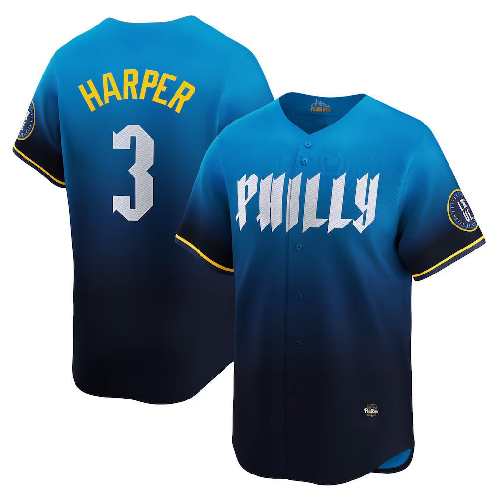 Philadelphia Phillies #3 Bryce Harper Blue MIKSHPS City Connect Limited Player Jersey