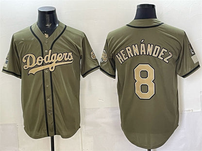 Los Angeles Dodgers #8 Enrique Hernandez Olive MIKSHPS 2026 Armed Forces Day Stitched Jersey