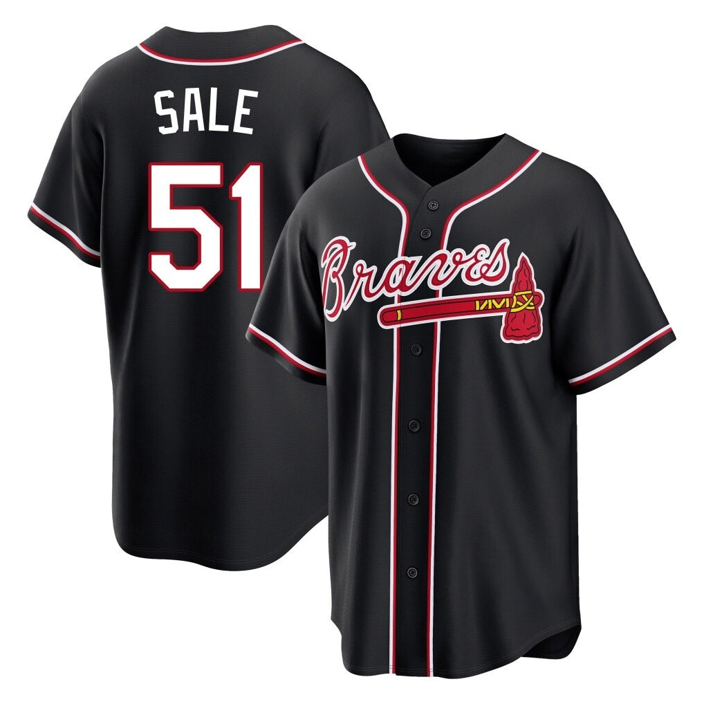 Atlanta Braves #51 Chris Sale Player Black MIKSHPS Fashion Out Game Stitched Jerseys