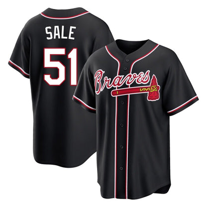 Atlanta Braves #51 Chris Sale Player Black MIKSHPS Fashion Out Game Stitched Jerseys