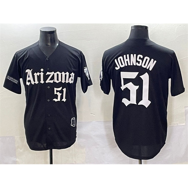 Arizona Diamondbacks #51 Randy Johnson Black MIKSHPS 'Gothic Desert Fang Edition' Vapor Premier Limited Stitched Jersey
